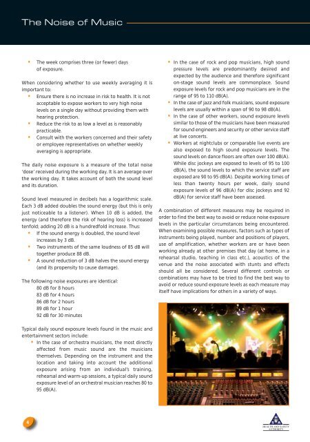 The Noise of Music.pdf - Health and Safety Authority
