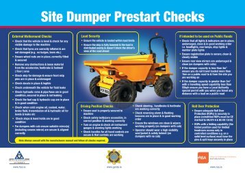 Site Dumper and 360 Excavators Pre-Start checks Poster