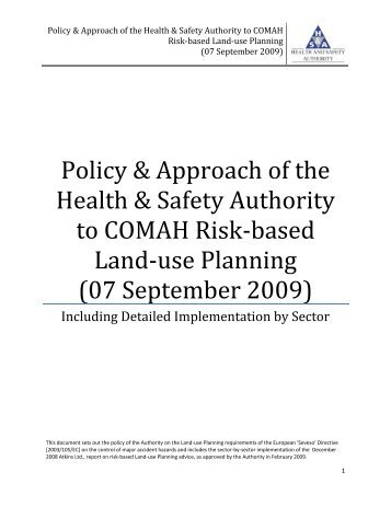 Policy & Approach of the Health & Safety Authority to COMAH Risk ...