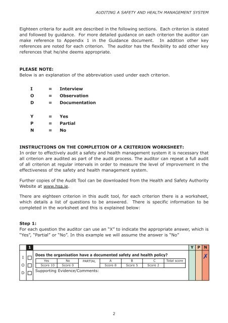 Audit Tool Revise 1 - Health and Safety Authority