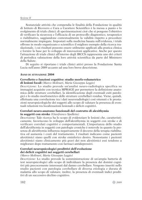 0-TESTO COMPLETO.pdf - Fondazione Santa Lucia