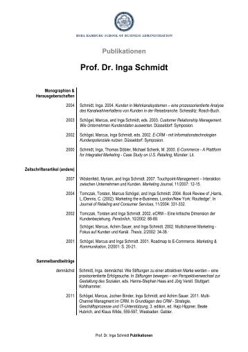 Publikationen Professorin Dr. Inga Schmidt PDF - HSBA