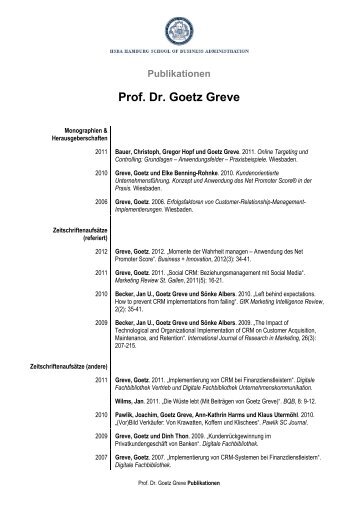 Publikationen Professor Dr. Goetz Greve PDF - HSBA