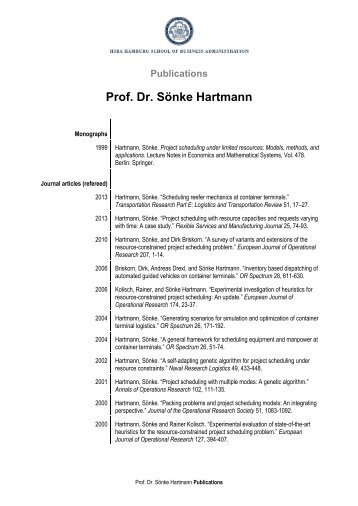 Publications Prof. Dr. Sönke Hartmann - HSBA
