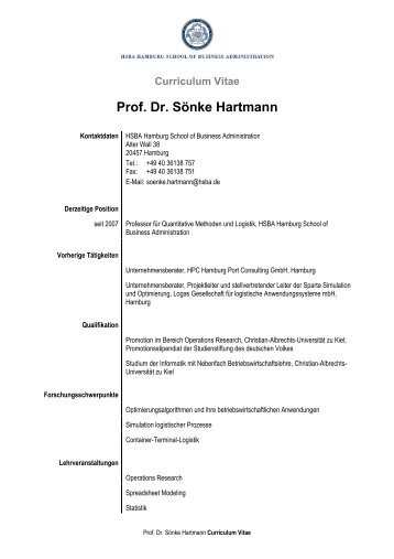 Curriculum Vitae Prof. Dr. Sönke Hartmann - HSBA