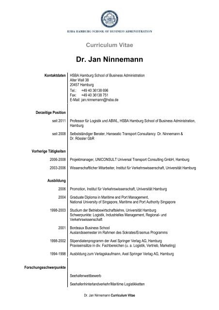 Dr. Jan Ninnemann - HSBA Hamburg School of Business ...