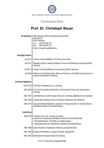 Prof. Dr. Christoph Bauer - HSBA Hamburg School of Business ...