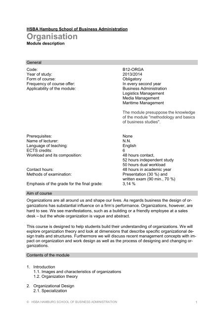 Modulbeschreibungen 2. Studienjahr (Jahrgang 2012) Download