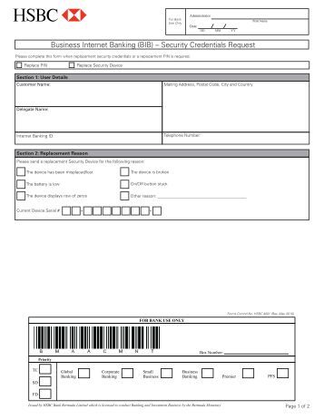 in of kyc change address form for Request HSBC  Security Form Device  Bermuda