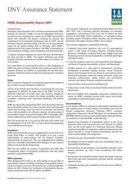 HSBC Holdings plc Sustainability Report 2007