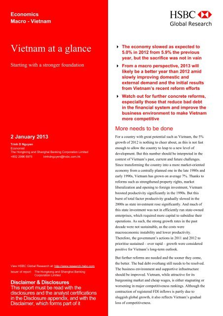 2013 : Vietnam at a glance - HSBC