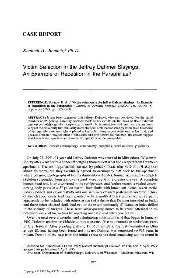 Victim Selection in the Jeffrey Dahmer Slayings: An ... - Library