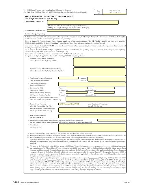 APPLICATION FOR ISSUING COUNTER-GUARANTEE ... - HSBC