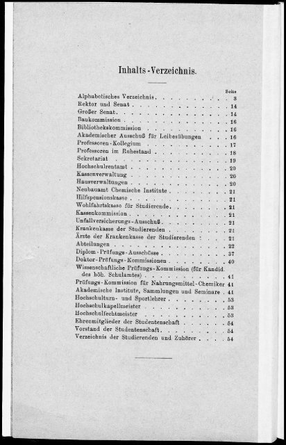 Personalverzeichnis Sommersemester 1926