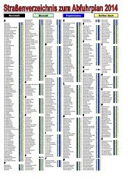 Kalenderfaltblatt Jahreskalender 2014 Straßenverzeichnis