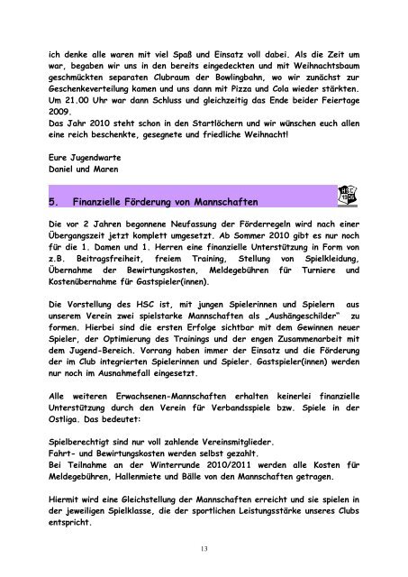 Hermsdorfer Sport-Club 1906 eV HSC-Journal 1 / 2010
