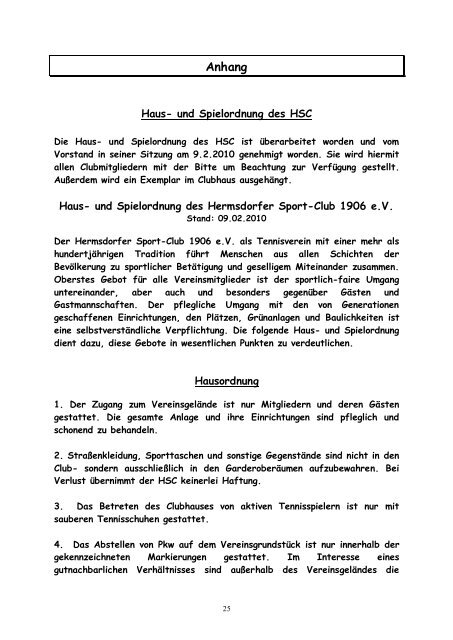 Hermsdorfer Sport-Club 1906 eV HSC-Journal 1 / 2010