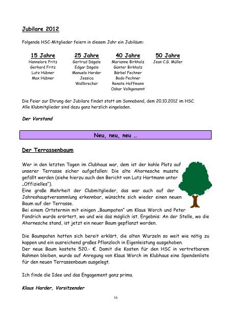 Hermsdorfer Sport-Club 1906 e.V. HSC-Journal 1 / 2012