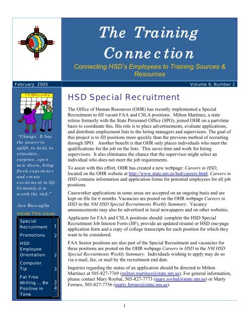 Vol. 9 No. 2 February 2005 - New Mexico Human Services Department