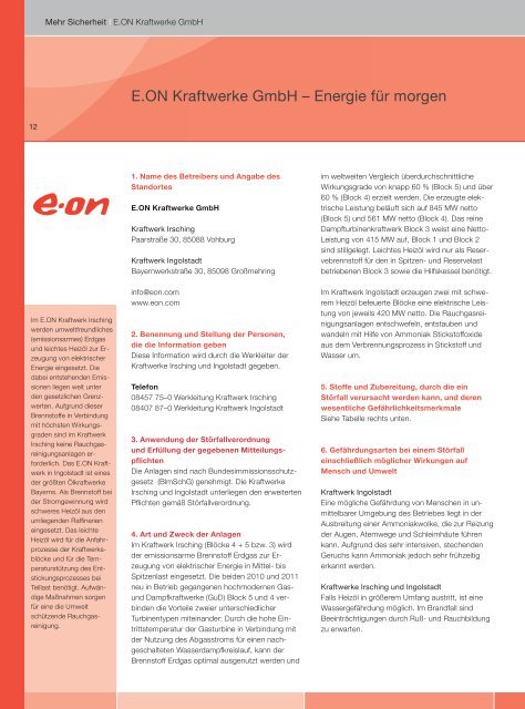 "Energie, aber sicher" (PDF, 3.31 MB) - E.ON AG