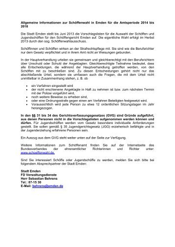 Allgemeine Informationen zur Schöffenwahl in ... - Stadt Emden