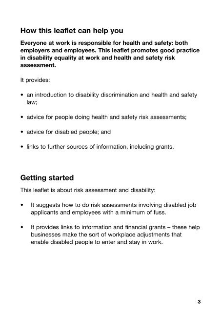 Health and safety for disabled people and their employers - HSE