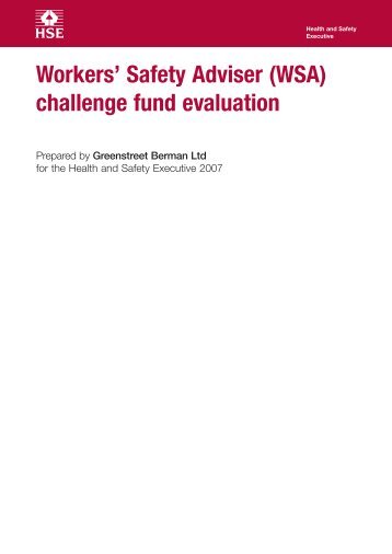 Workers' Safety Adviser (WSA) challenge fund evaluation - HSE