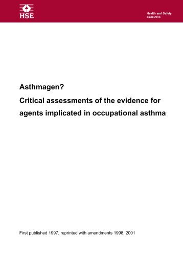 Asthmagen? Critical assessments of the evidence foragents ... - HSE