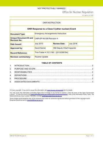 ONR Response to a Class 5 (other nuclear) Event - HSE