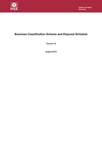 Business Classification Scheme and Retention Schedule - HSE