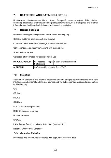 Business Classification Scheme and Retention Schedule - HSE