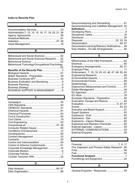 Business Classification Scheme and Retention Schedule - HSE