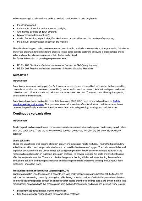 Introduction to rubber processing and safety issues - HSE