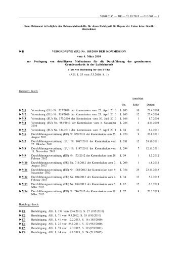 B VERORDNUNG (EU) Nr. 185/2010 DER KOMMISSION ... - EUR-Lex