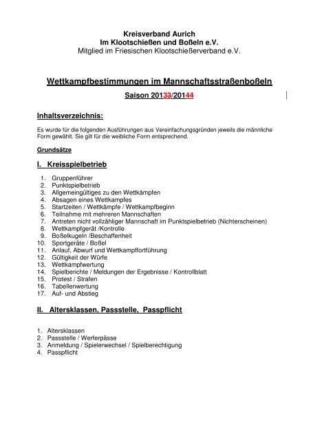 Werferbestimmungen KV Aurich 2013 2014 - BV "Fortuna" Schirum ...