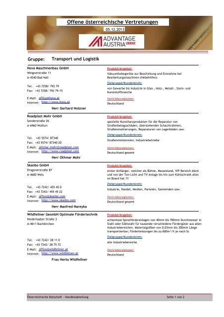 Transport und Logistik - Advantage Austria