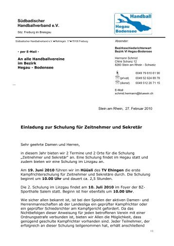 Einladung Kampfrichterschulung 2010 - HSG Konstanz
