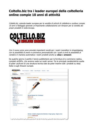 Coltello.biz tra i leader europei della coltelleria online compie 10 anni di attività