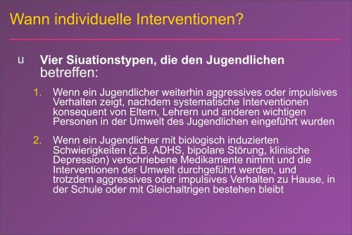 Individuelle Interventionen für Jugendliche