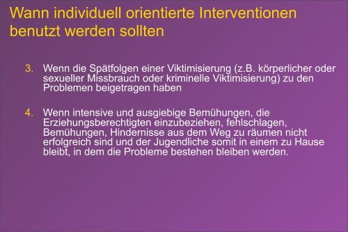 Individuelle Interventionen für Jugendliche