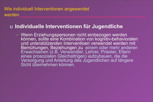 Individuelle Interventionen für Jugendliche