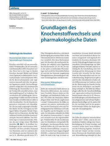 Grundlagen des Knochenstoffwechsels und pharmakologische Daten