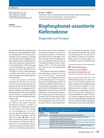 Bisphosphonat-assoziierte Kiefernekrose. Diagnostik und ... - Springer