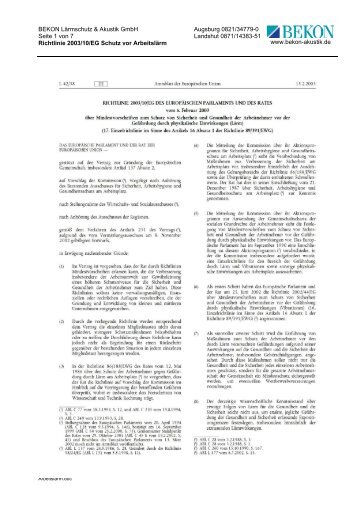 BEKON Lärmschutz & Akustik Gmbh Augsburg 0821/34779-0 Seite ...