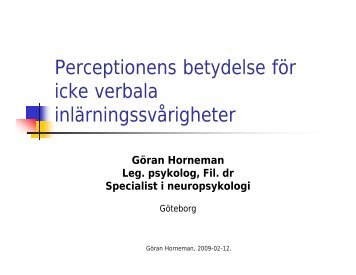 Perceptionens betydelse fÃ¶r icke verbala inlÃ¤rningssvÃ¥righeter