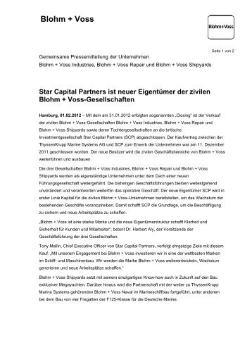 Star Capital Partners ist neuer Eigentümer der ... - Blohm + Voss