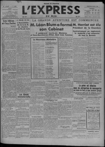 Léon Blum a formé son Cabinet - Presse régionale