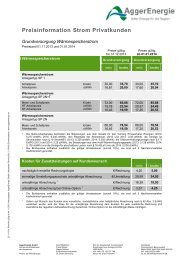 Preisinformation Strom Privatkunden - AggerEnergie