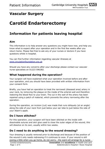 Carotid endarterectomy - Cambridge University Hospitals