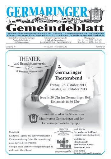 2. Germaringer Theaterabend - Gemeinde Germaringen